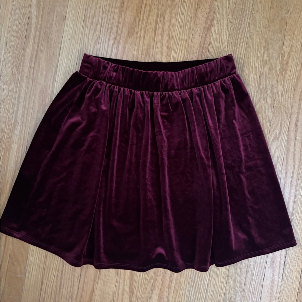 Garage Velvet Maroon Skater Skirt